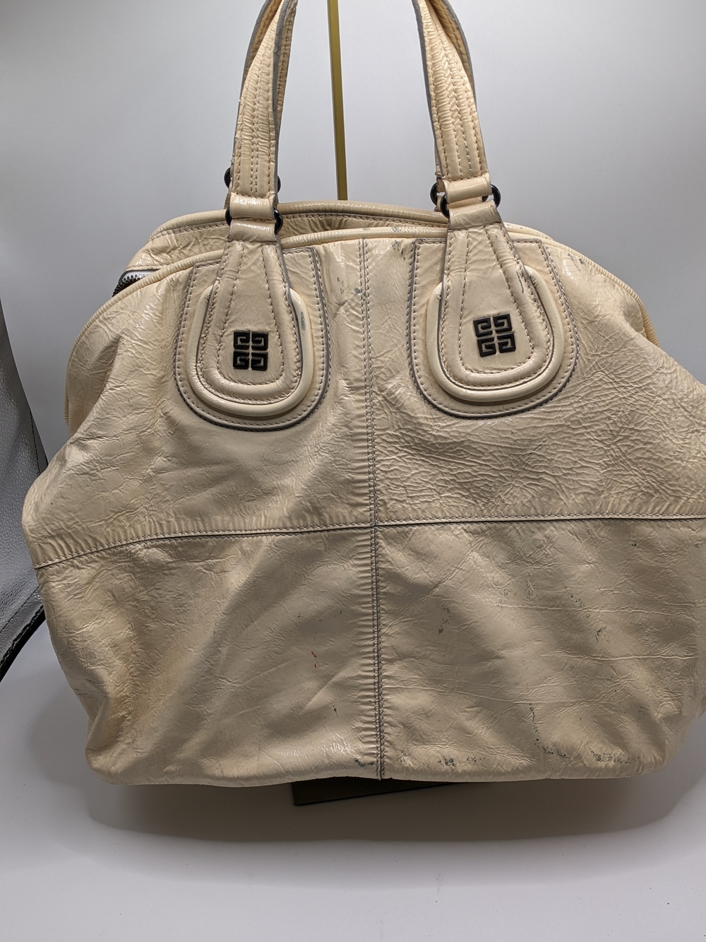Givenchy Nightingale Large Ivory Cream Leather Satchel Shoulder Bag